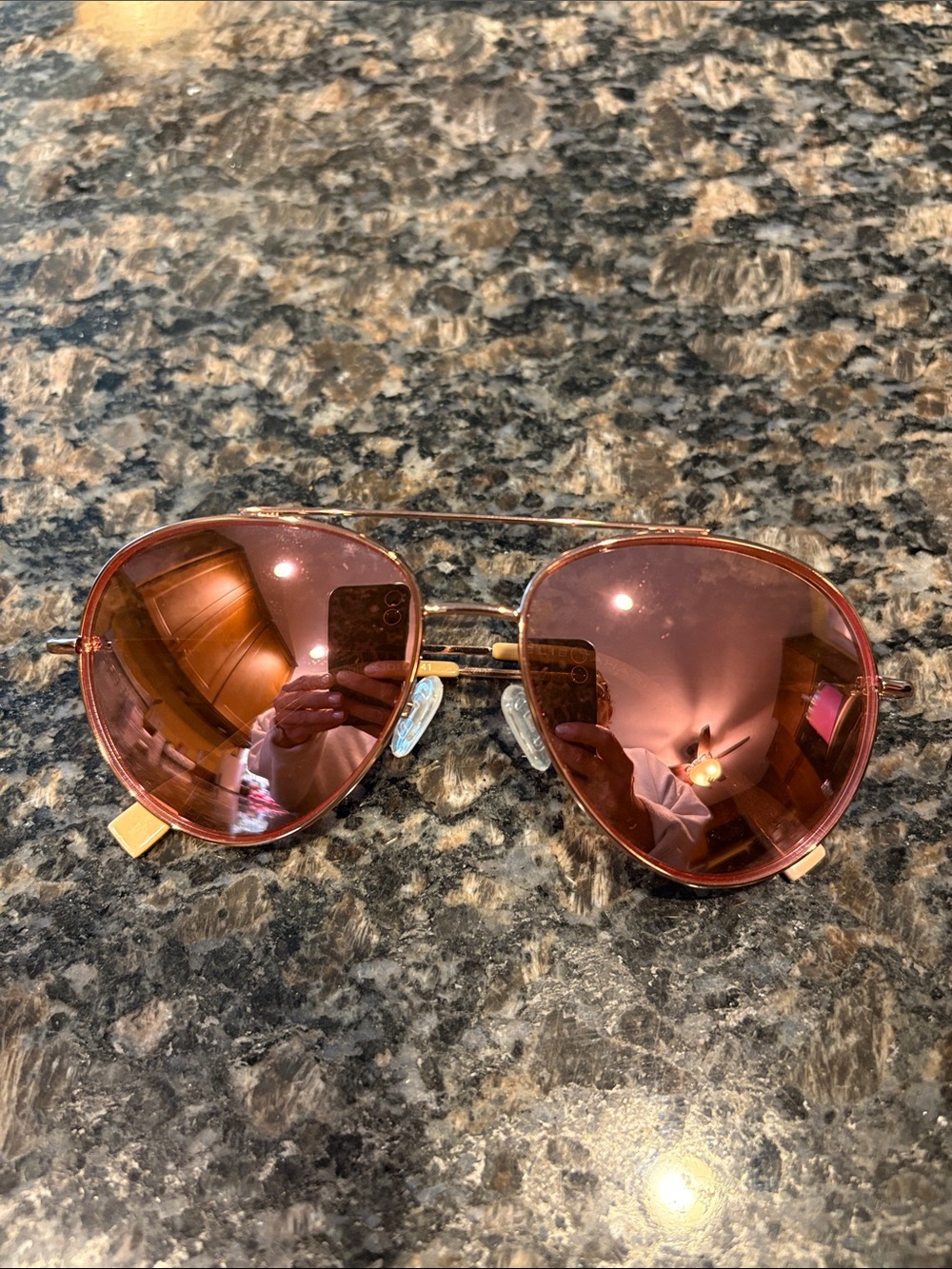 Elie Tahari handmade women's  Rose Gold Aviator Sunglasses  Pink Mirrored Lenses